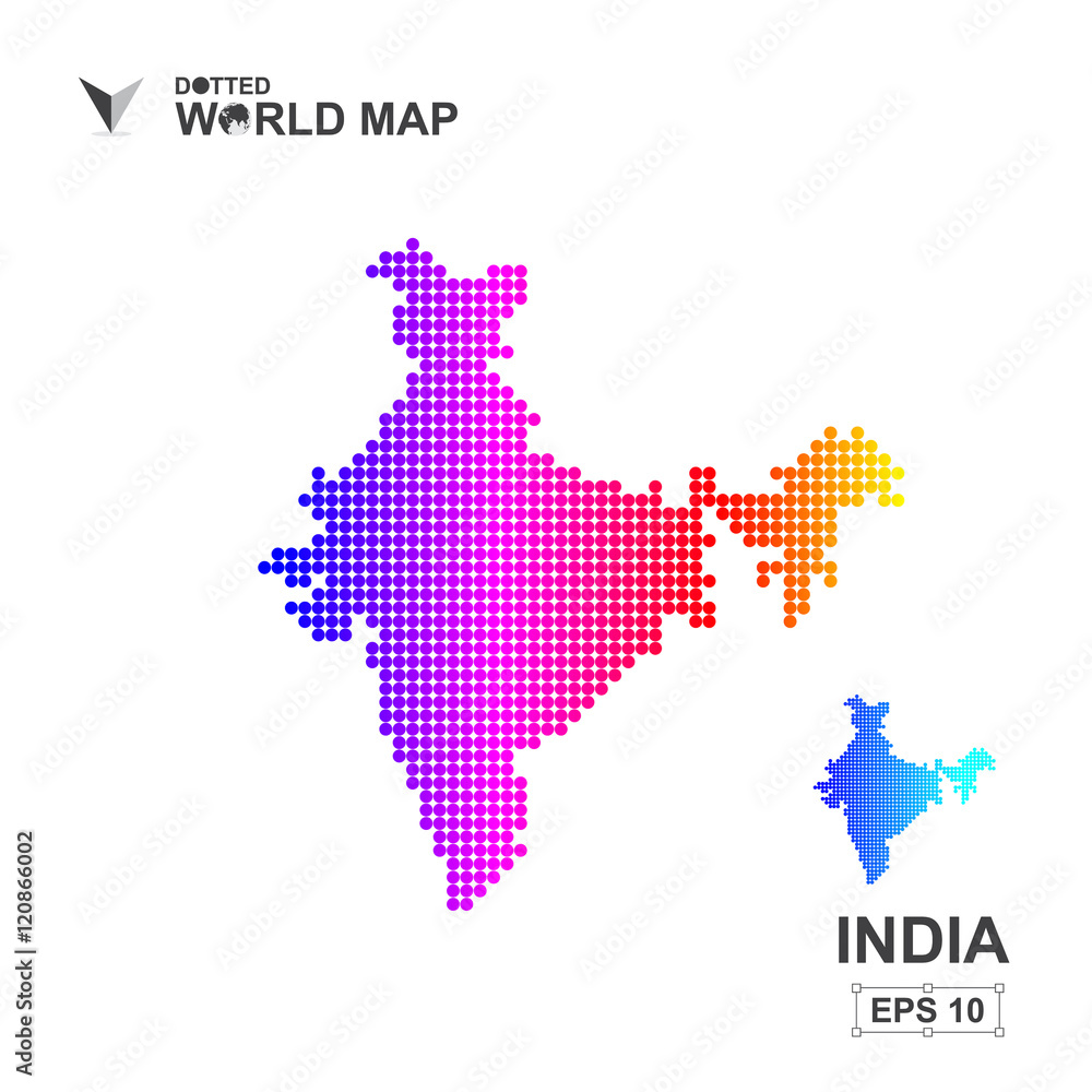 Map Of India Dotted Vector,Abstract computer graphic colorful