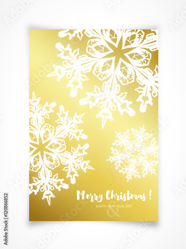 Christmas Card - Gold with snowflakes