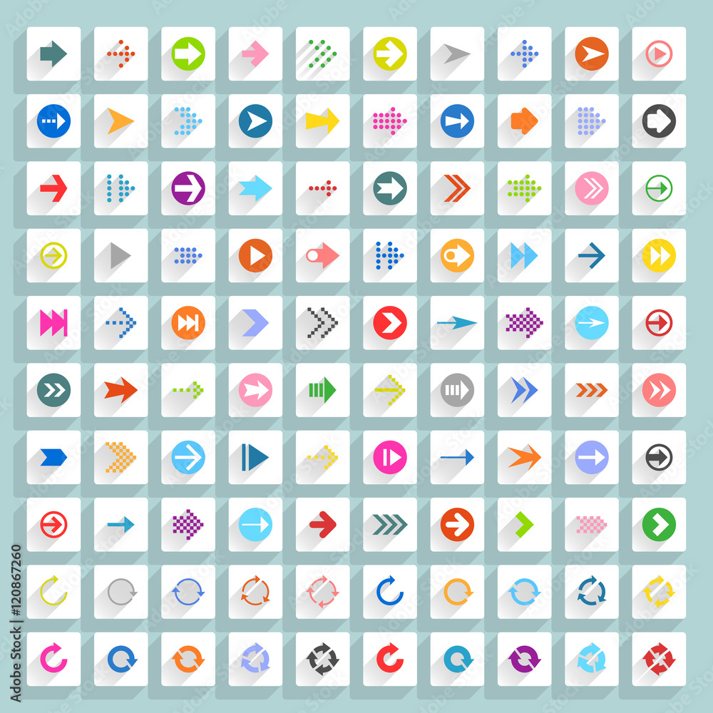 Flat arrow icon square web button Flat arrow icon square web button