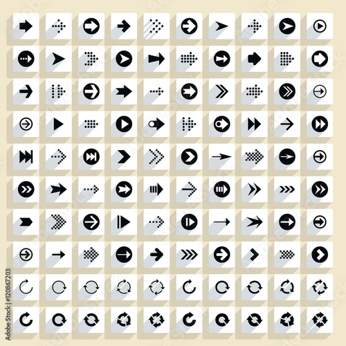Flat arrow icon square web button