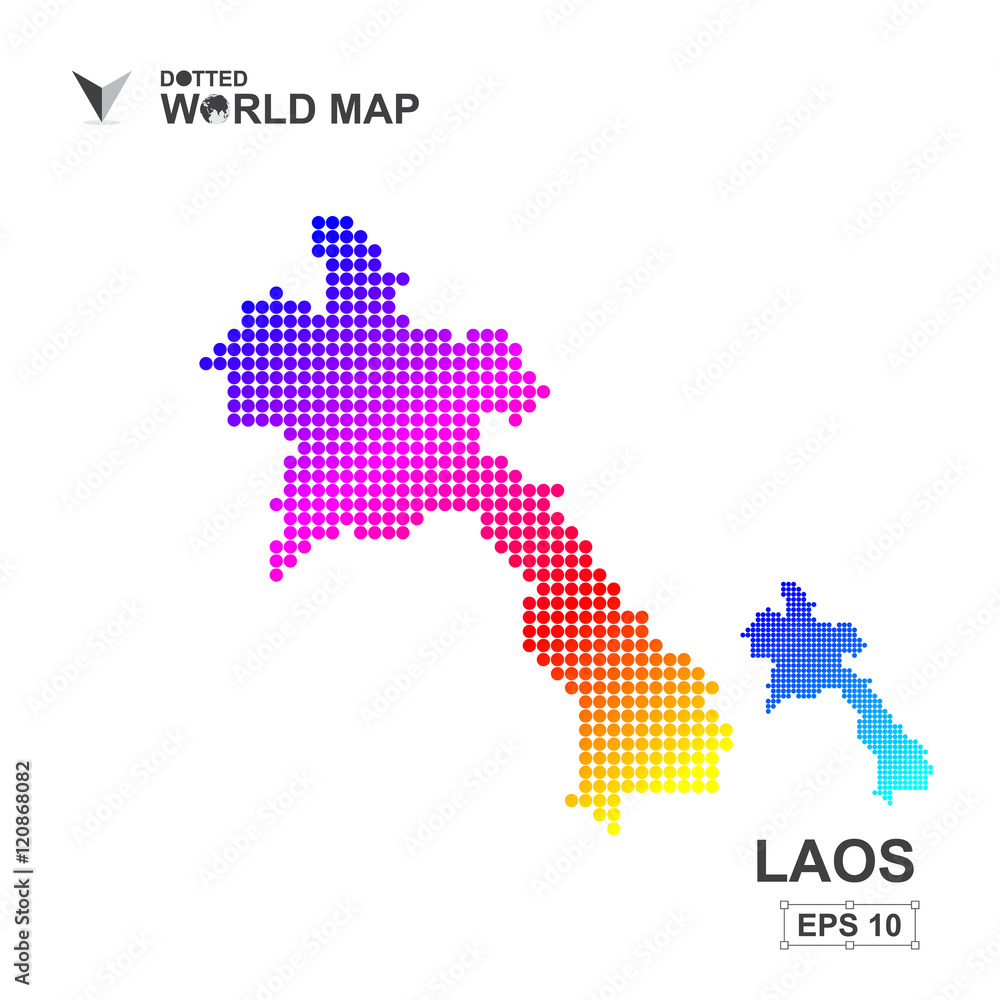 Map Of Laos Dotted Vector,Abstract computer graphic colorful