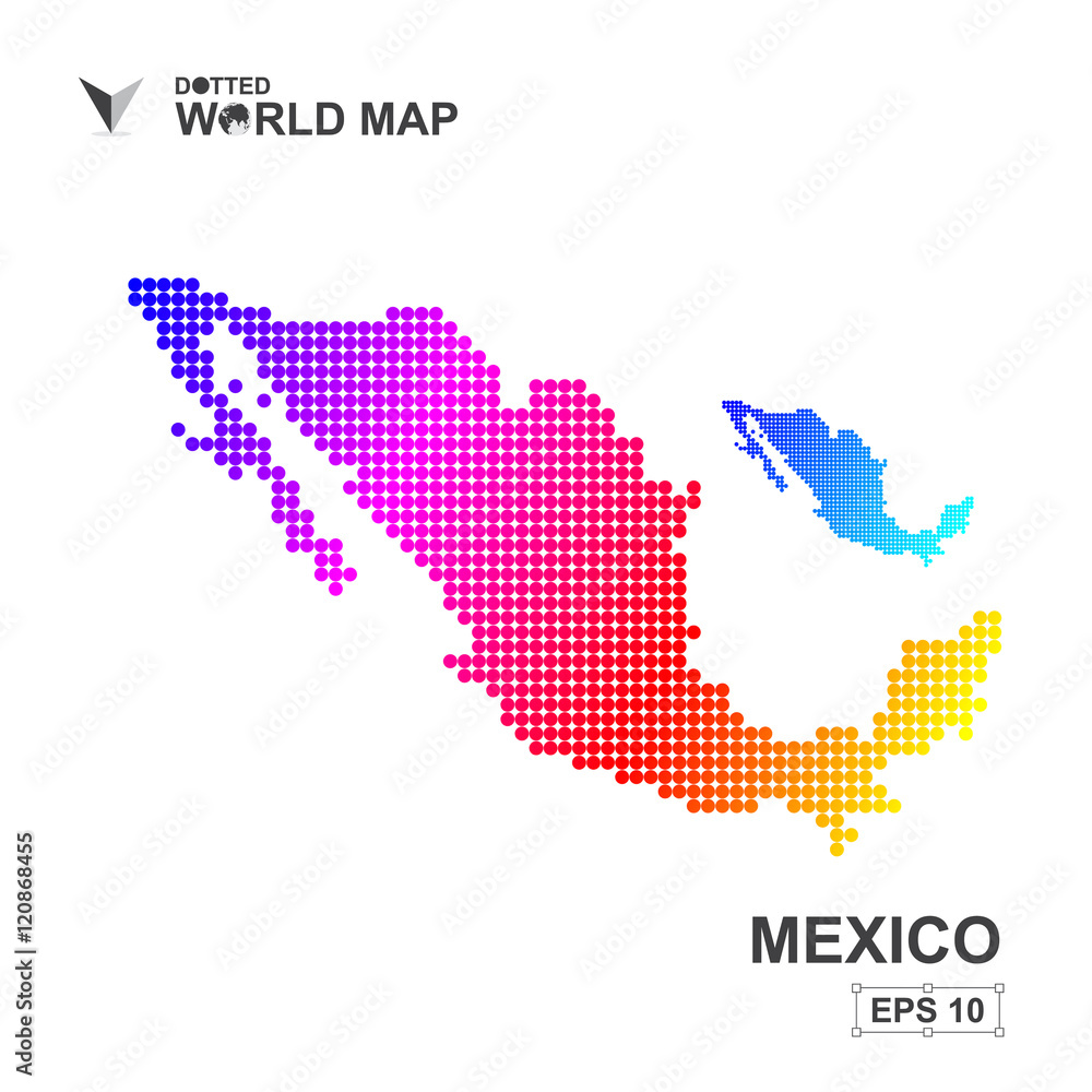 Map Of Mexico Dotted Vector,Abstract computer graphic colorful