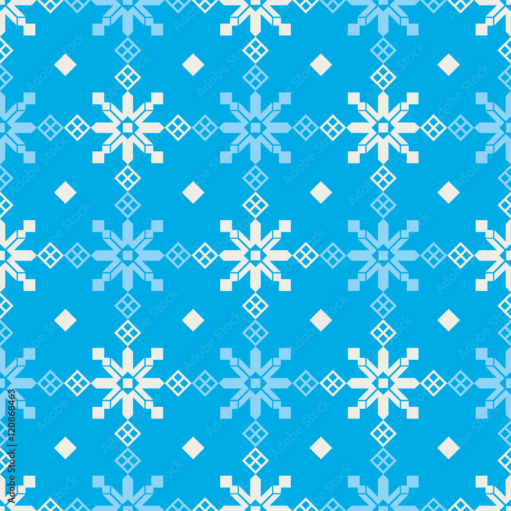 Decorative Christmas seamless background with snowflakes. Print. Repeating background. Cloth design, wallpaper.