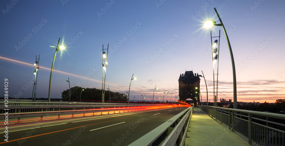 nibelungen tower and bridge worms germany in the evening
