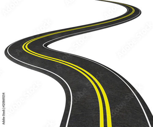 Winding Road isolated on white - 3D illustration