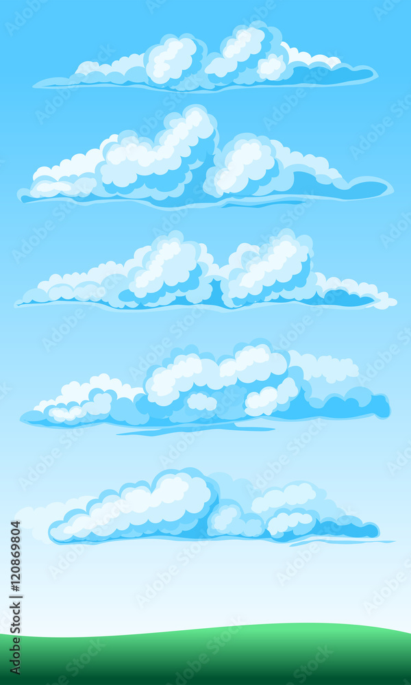 set of cartoon clouds set of cartoon clouds
