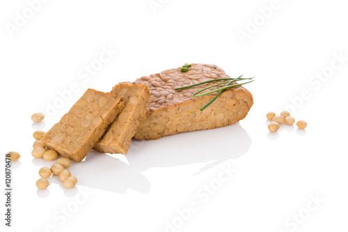 Tempeh isolated on white.