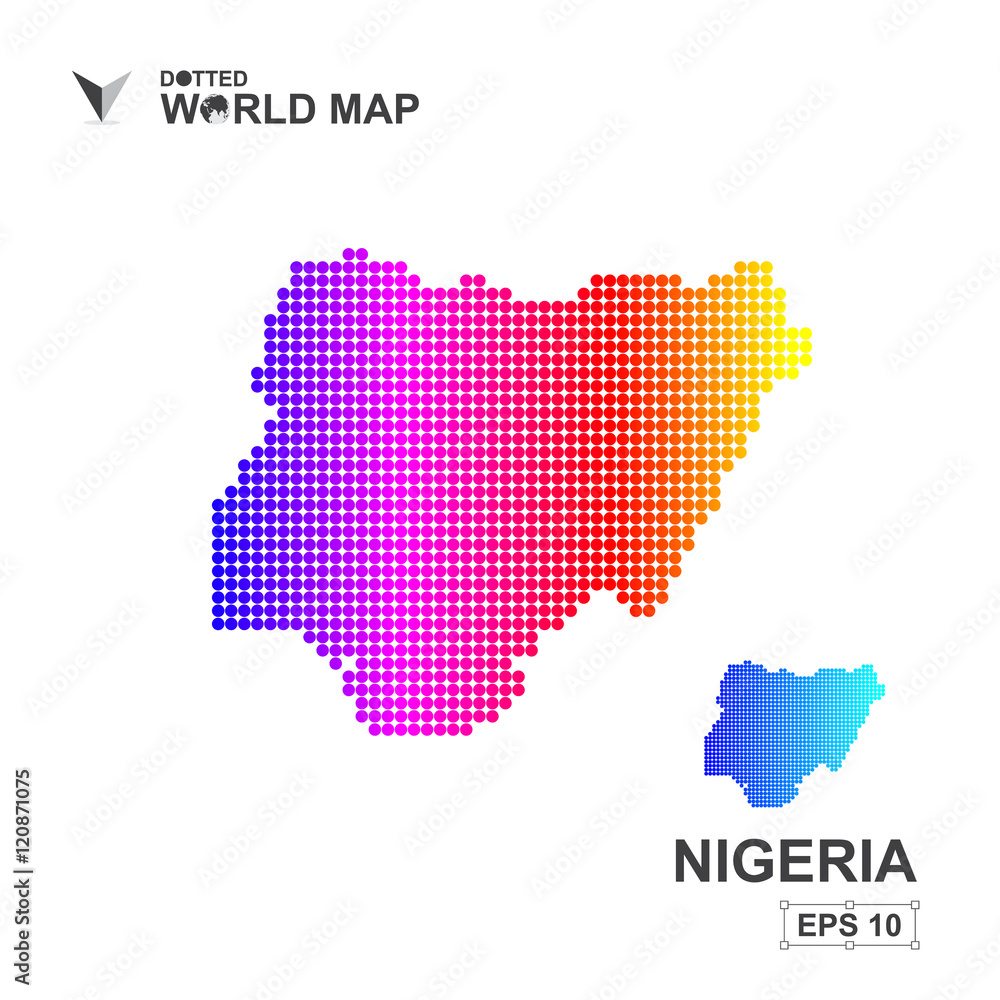 Map Of Nigeria Dotted Vector,Abstract computer graphic colorful
