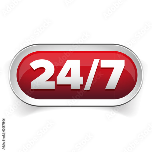 24 7 icon. open 24 hours a day and 7 days a week