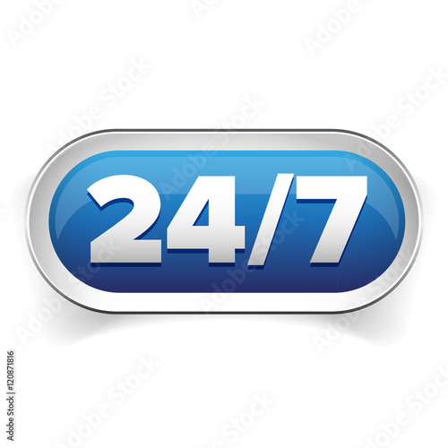 24 7 icon. open 24 hours a day and 7 days a week