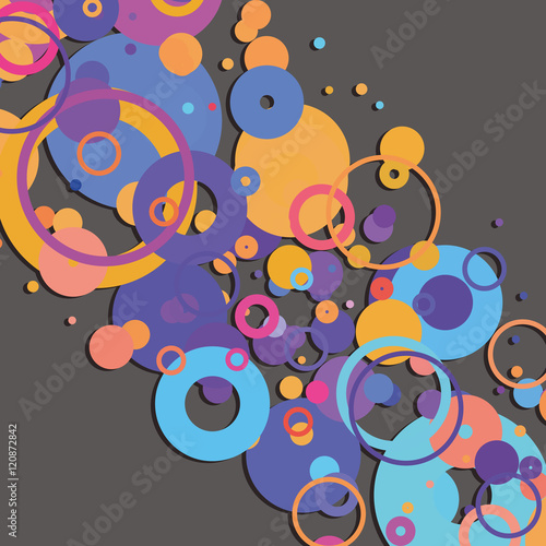 Colorful Abstract Background with Dots, Rings, Bubbles