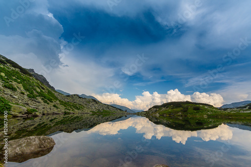 Mountain scenery and storm clouds in the Transylvanian Alps