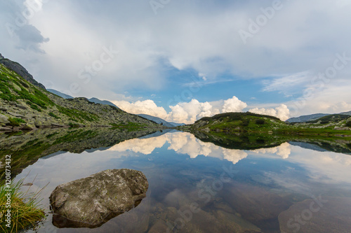 Mountain scenery and storm clouds in the Transylvanian Alps in summer