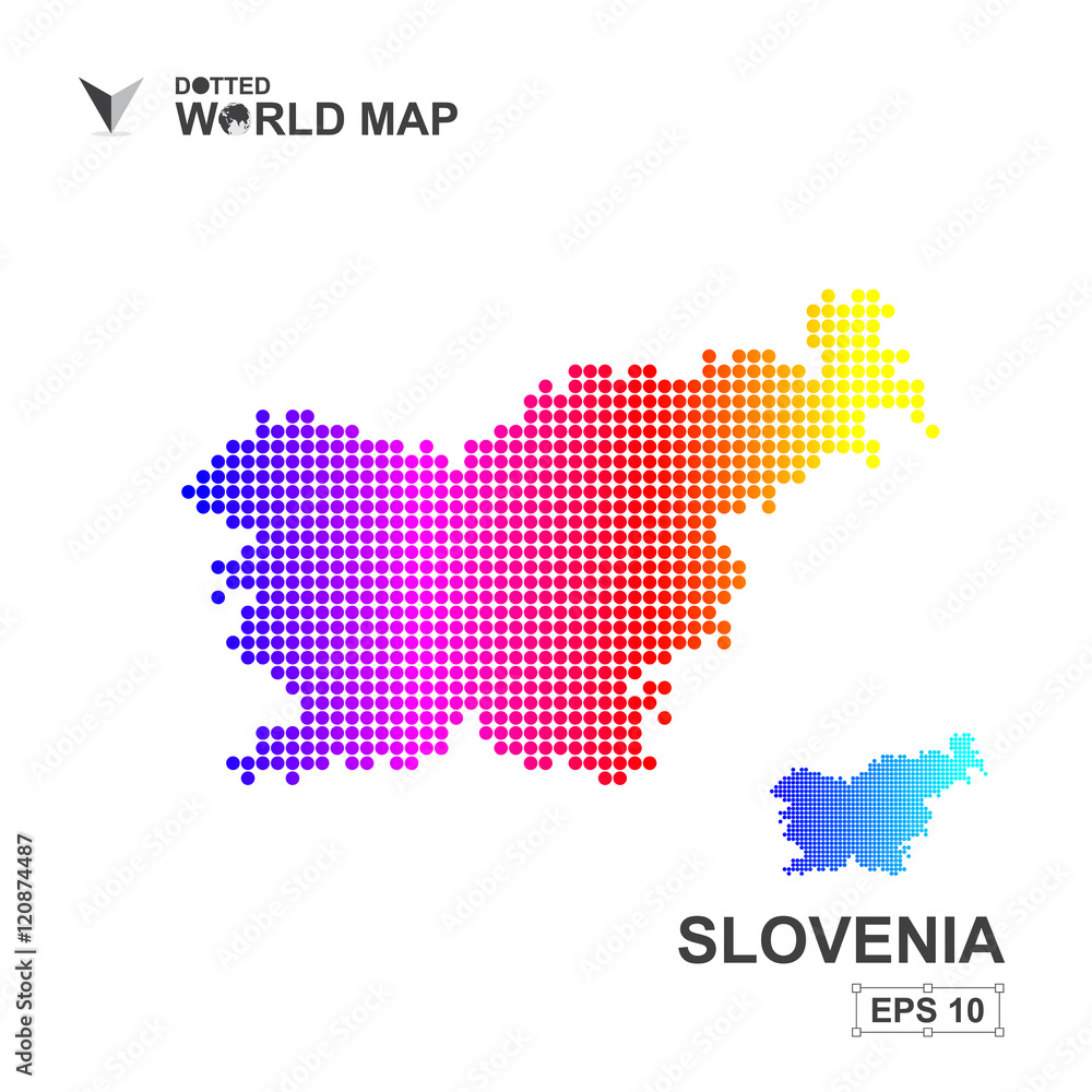 Map Of Slovenia Dotted Vector,Abstract computer graphic colorful