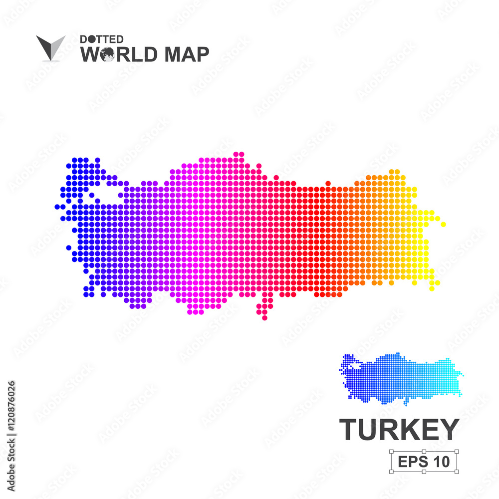 Map Of Turkey Dotted Vector,Abstract computer graphic colorful