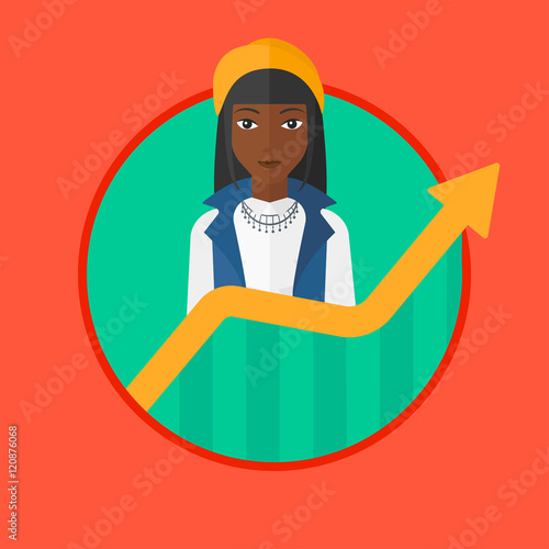 Business woman with growing chart.