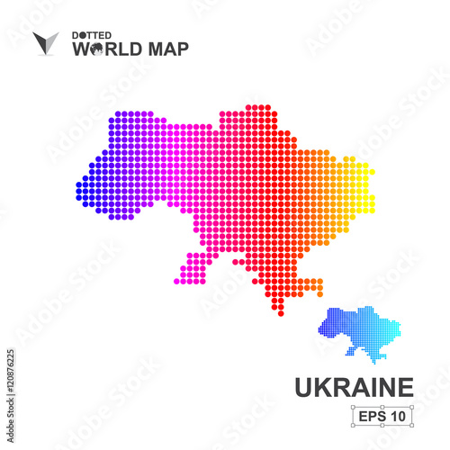 Map Of Ukraine Dotted Vector,Abstract computer graphic colorful