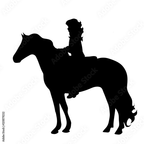 vector silhouette of a child on horseback.