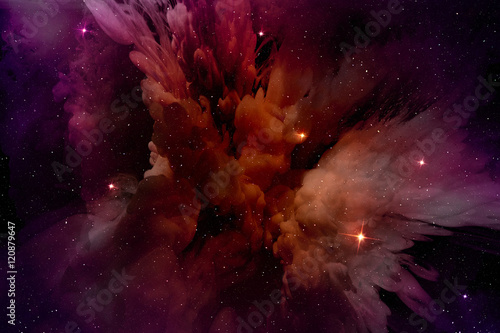 Fototapeta Naklejka Na Ścianę i Meble -  glowing purple-red nebula in the stellar field