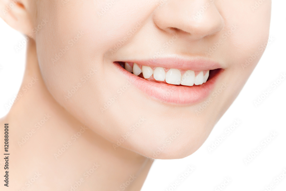 Beautiful and healthy woman smile, close-up Beautiful and healthy woman smile, close-up