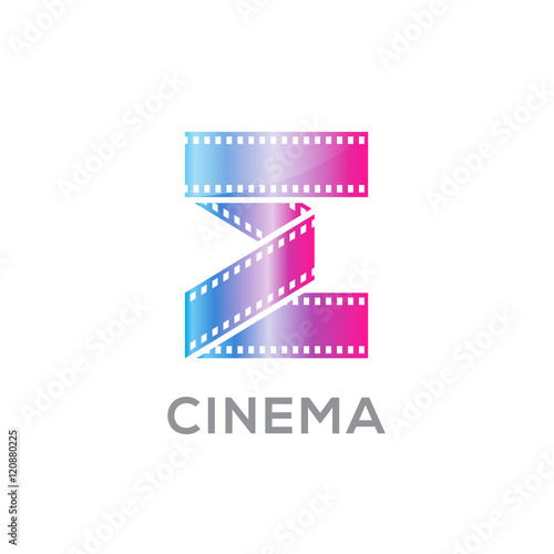 Abstract letter E logo for videotape film production