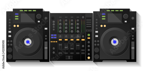 Digital DJ deck, mixer. Vector