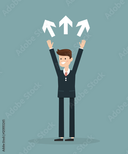 Businessman with three way choice. Businessman concept illustrat