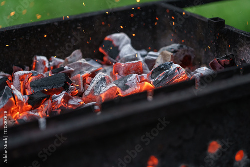 Bild auf Leinwand charcoal preparing for making bbq in mangal