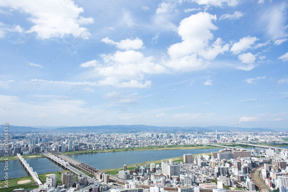 Aerial view of Osaka Japan