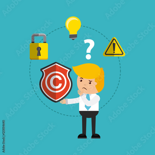 copyright set flat icons vector illustration design
