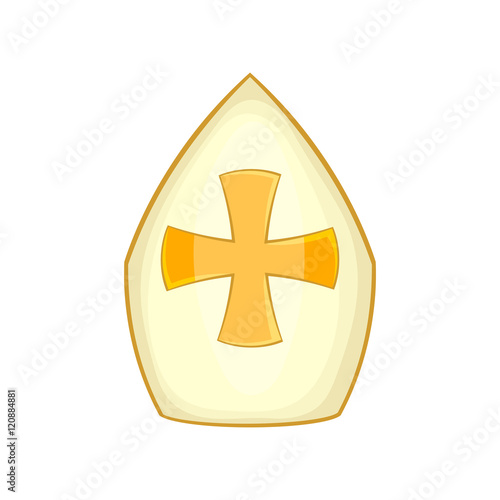 Pope hat icon in cartoon style isolated on white background vector illustration