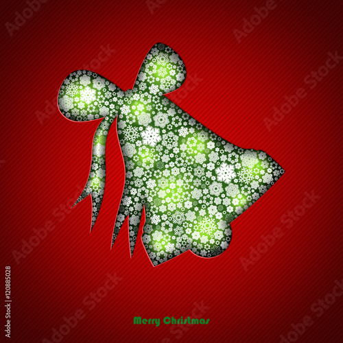 Winter vector background silhouette of the bell incision in the paper with space for your text. Season backdrop. Winter template.