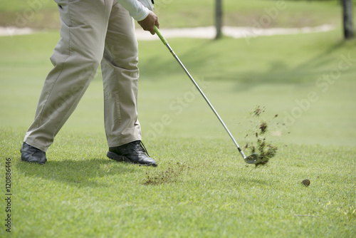 Фотография Pits with a flat grass for golf.