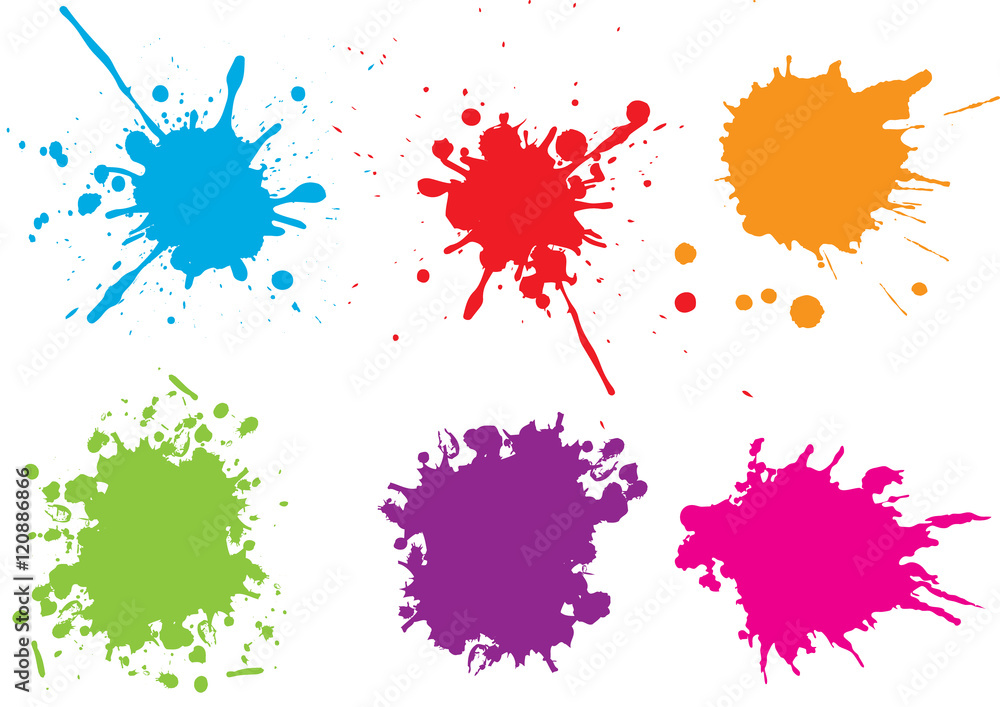 Colorful paint splatters.Paint splashes set.Vector illustration.