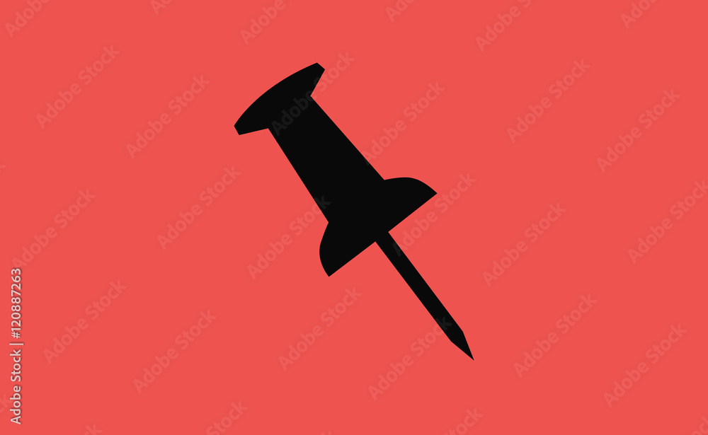 Vector pin nail symbol on flat background Vector pin nail symbol on flat background