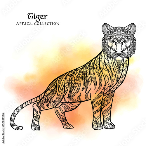 Fototapeta Naklejka Na Ścianę i Meble -  Decorative patterned Tiger