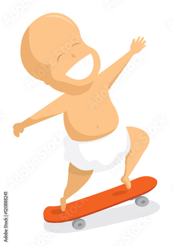 Hyperactive baby jumping on skate