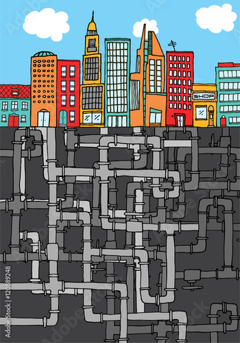 Complex pipelines hiding beneath the city