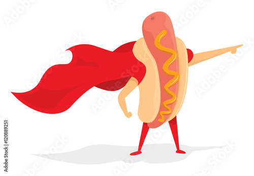 Hot dog super hero saving the day