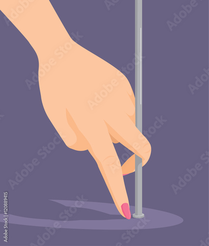 Feminine hand on suggestive pole dancing