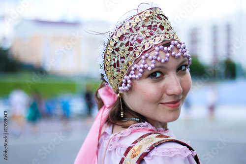 Woman in Russian folk costume