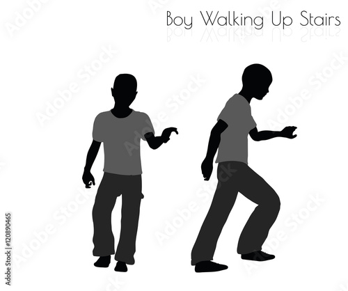 boy in Everyday Walking Up Stairs pose on white background