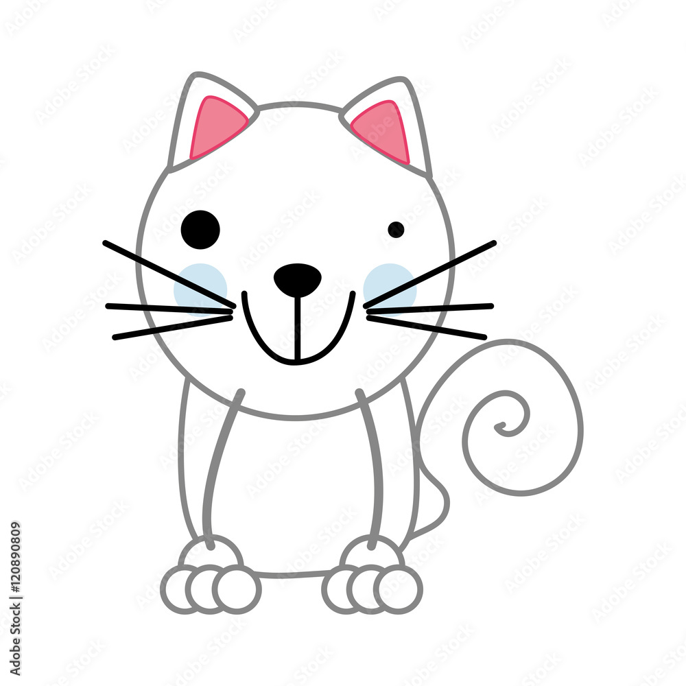 cat with pink ears. kitty animal cartoon. vector illustration cat with pink ears. kitty animal cartoon. vector illustration