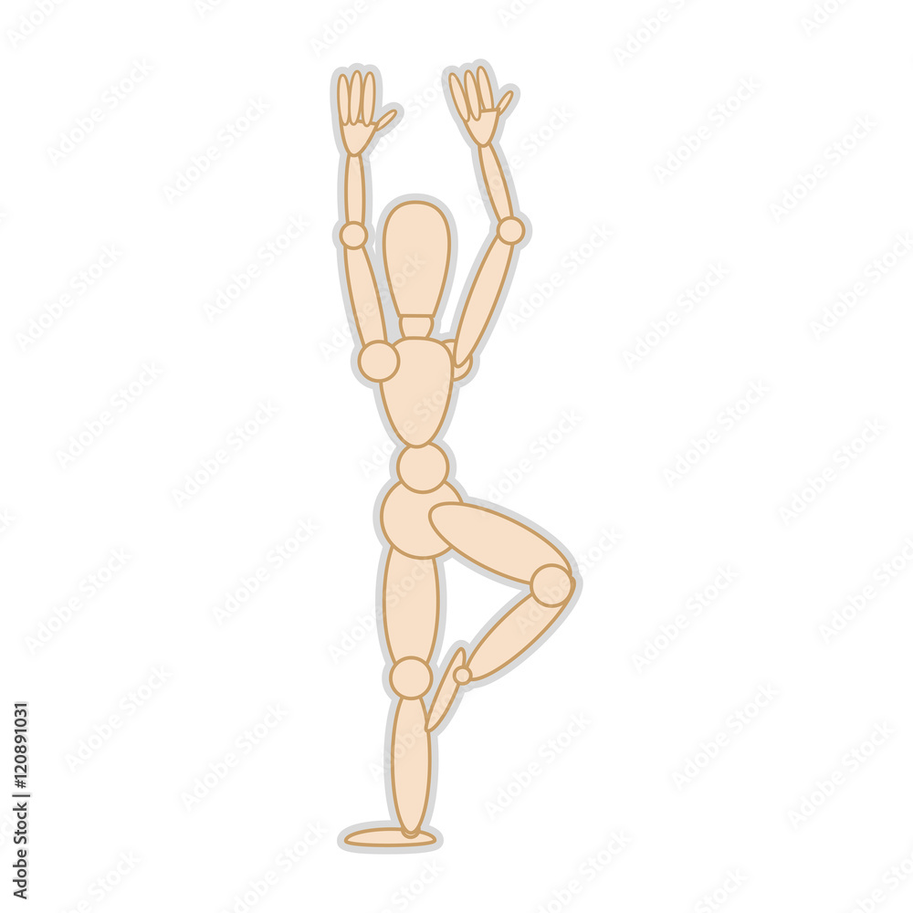 wooden body mannequin figure. movement pose. vector illustration wooden body mannequin figure. movement pose. vector illustration