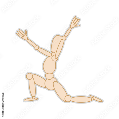 wooden body mannequin figure. movement pose. vector illustration