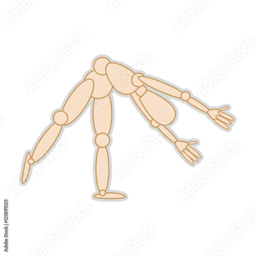 wooden body mannequin figure. movement pose. vector illustration