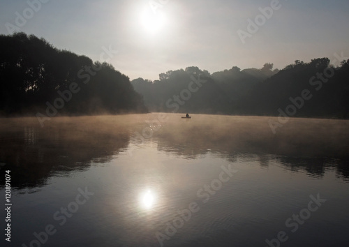 Early morning fishing on the Desna River