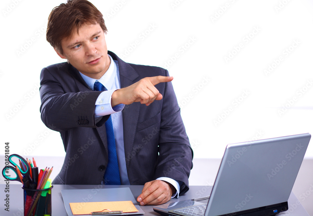 businessman working at a desk computer graphics businessman working at a desk computer graphics