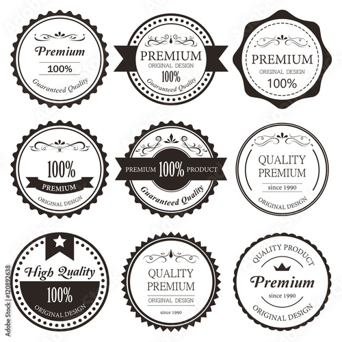 Premium label vintage style on dark background. old fashion classic product.