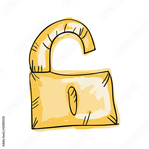lock security safety safeguard object closed. draw design. vector illustration